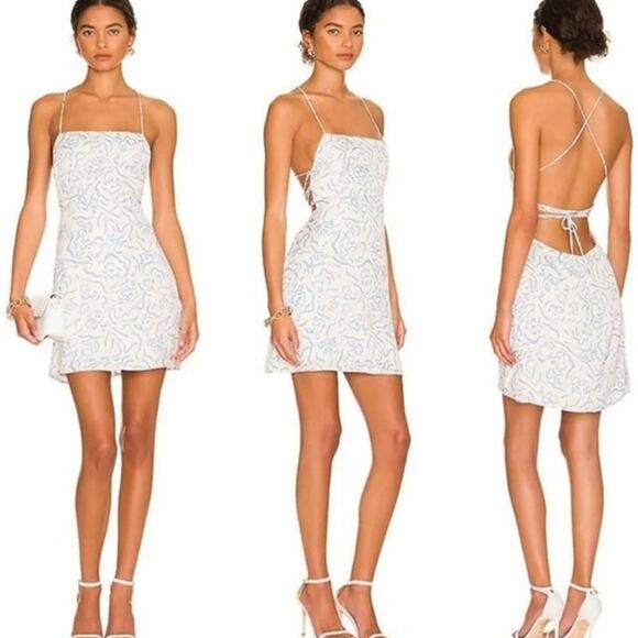 RESA Dresses & Skirts - NEW w/tags RESA Alex Mini Dress in Baby Blue Strappy Back Soft Satin Sz. L